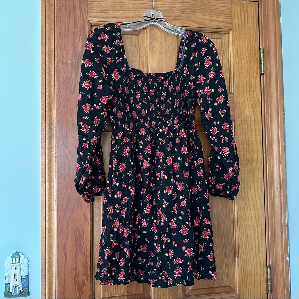 Floral Black and Pink Dress